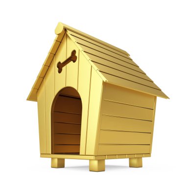 Altın çizgi film köpek evi. 3D render