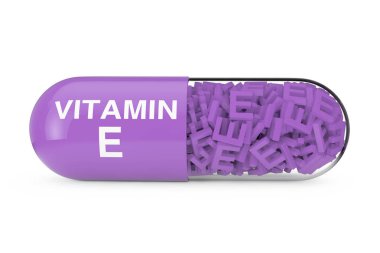 E vitamini kapsül Pill. 3D render