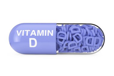 D vitamini kapsül Pill. 3D render