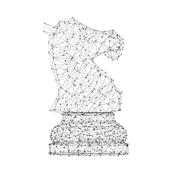 Resumen Origami Mash Lines and Dots Chess Horse. Renderizado 3d — Foto de Stock