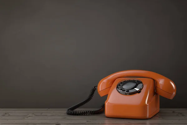 Orange Vintage Styled Rotary Phone. 3d Rendering