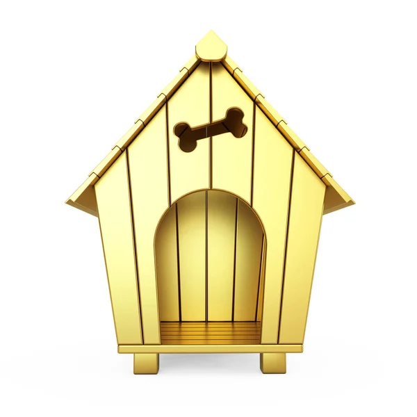 Χρυσή γελοιογραφία σπίτι σκυλιών. 3D rendering — Φωτογραφία Αρχείου