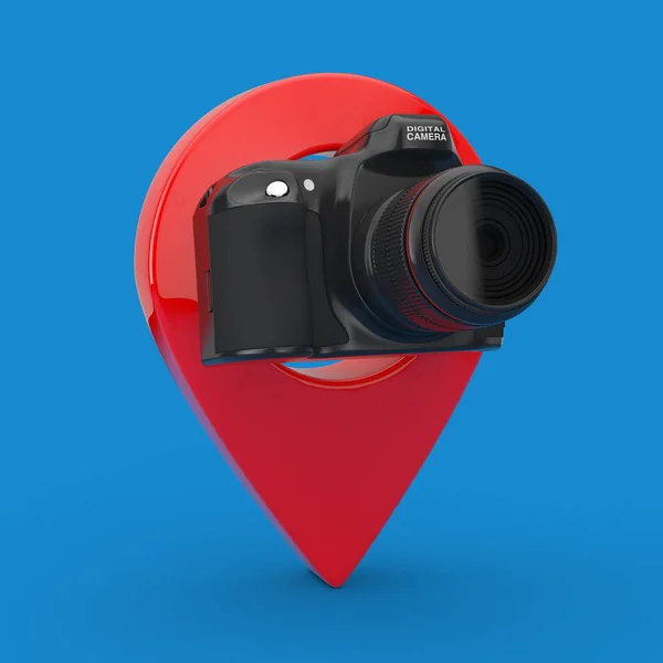 Hedef iğne işaretçi ile soyut Modern dijital fotoğraf makinesi. 3D — Stok fotoğraf