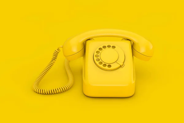 Telefone giratório estilo Vintage amarelo. Renderização 3d — Fotografia de Stock