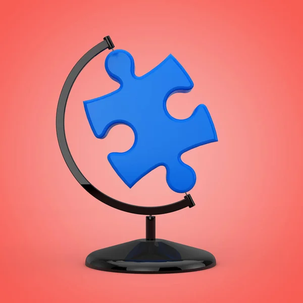 Blue Jigsaw Puzzle Piece in the Shape of Earth Globe. 3d Renderi — Stock Photo, Image