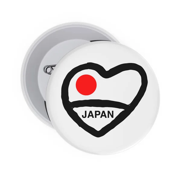 Love Japan Concept. White Pin Badges with Heart, Japan Flag and — Stock Photo, Image