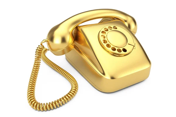 ゴールドのビンテージ スタイルのダイヤル式電話。3 d レンダリング — ストック写真