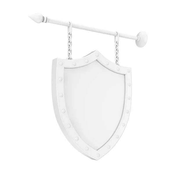 Escudo en forma de blanco en blanco letrero con cadenas en estilo arcilla. 3. — Foto de Stock