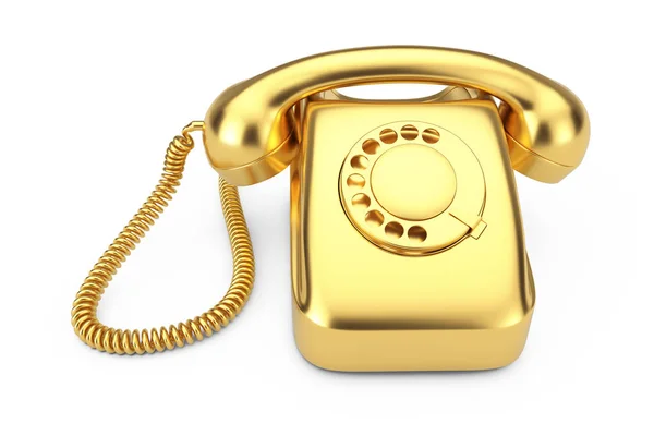 ゴールドのビンテージ スタイルのダイヤル式電話。3 d レンダリング — ストック写真