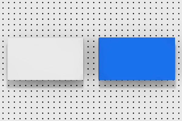 Pila di fogli di carta blu e bianchi vuoti su una Sma bianca — Foto Stock