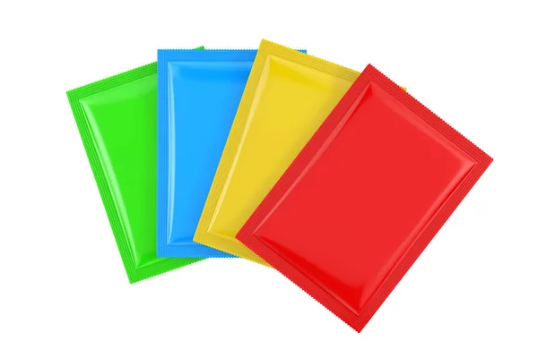 Coloridos paquetes de bolsas en blanco Mockup. Renderizado 3d —  Fotos de Stock