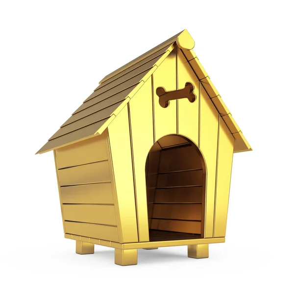 Golden Cartoon Dog House. Renderizado 3d —  Fotos de Stock