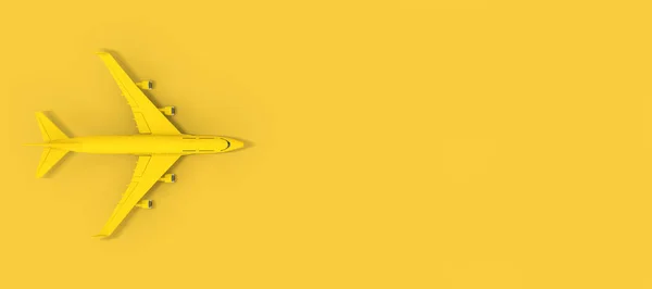 Bovenaanzicht van gele Jet passagierszijde vliegtuig met lege ruimte voor — Stockfoto