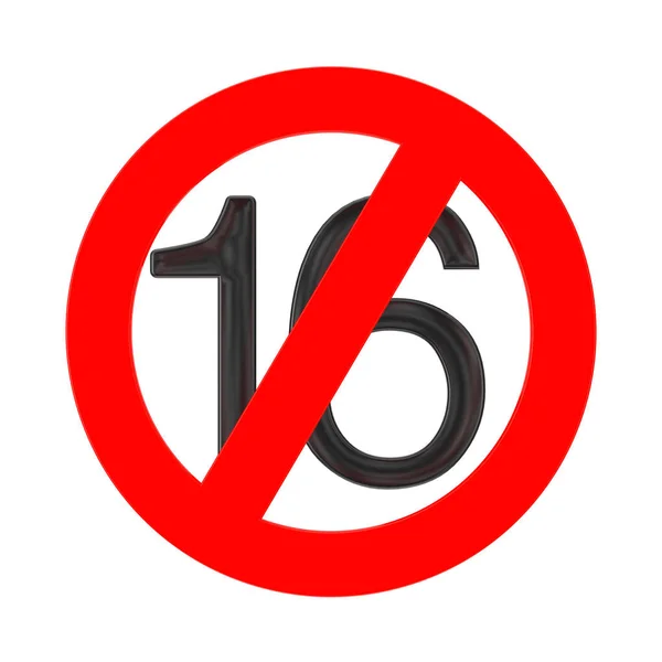 No 16 Years Old Concept. Under Sixteen Years Prohibition Sign. 3 — Stock Photo, Image