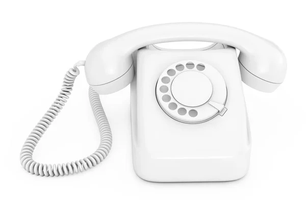 Blanco Vintage Styled Rotary Phone en estilo arcilla. Renderizado 3d —  Fotos de Stock