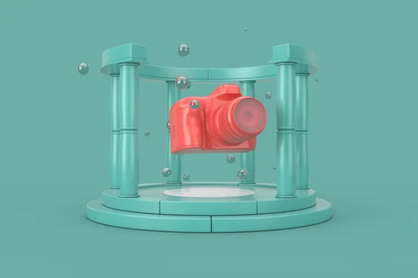 Fantasy vackra moderna rosa digitalkamera i centrum — Stockfoto