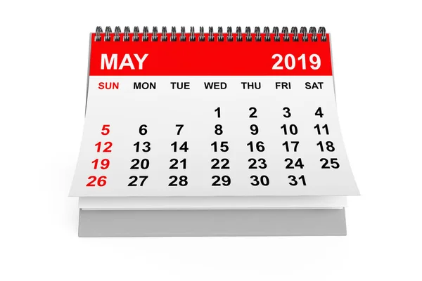 Calendario Mayo 2019. Renderizado 3d — Foto de Stock