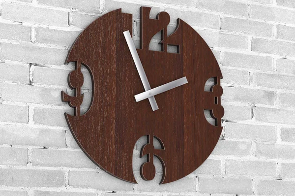 Reloj Círculo de madera de pared moderna reloj. Renderizado 3d — Foto de Stock