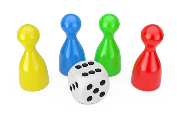 Set of Multicolour Board Game Pawn Figures Mockup with White Gam — Stock Photo, Image