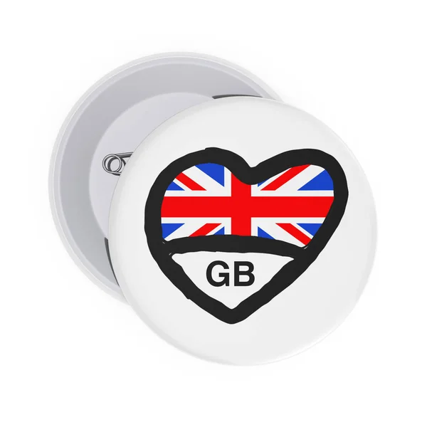 Love Great Britain Concept. Insignes de broche blanche avec coeur, grand B — Photo