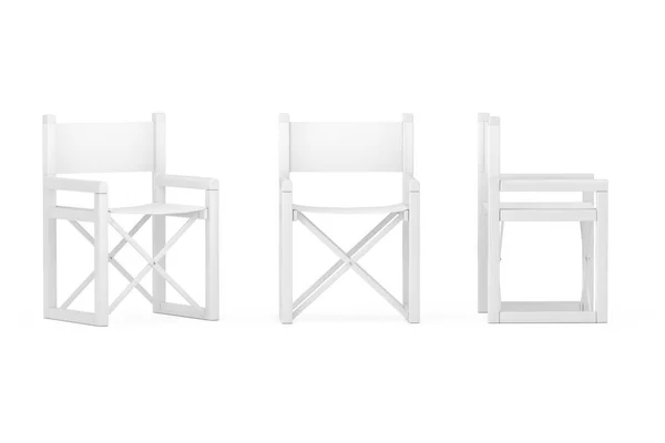 Σύγχρονη λευκό πτυσσόμενα διευθυντή ή καρέκλα κήπου σε πηλό στυλ. 3D — Φωτογραφία Αρχείου