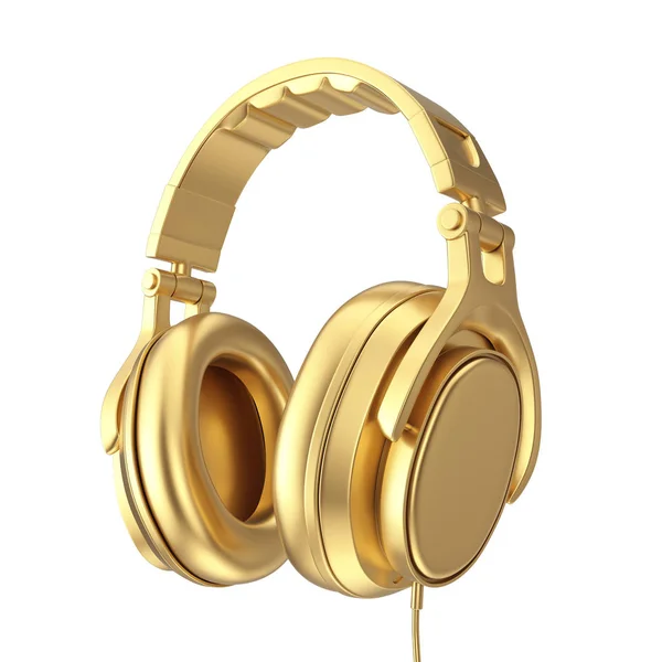 Modern Fun Teenager Golden Headphones. Renderização 3d — Fotografia de Stock