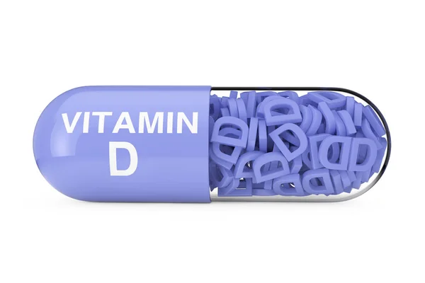 Pílula de Cápsula de Vitamina D. Renderização 3d — Fotografia de Stock