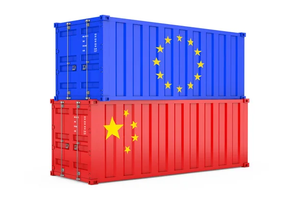 International Shipping Concept. Cargo Shipping Containers with E — Stock Photo, Image