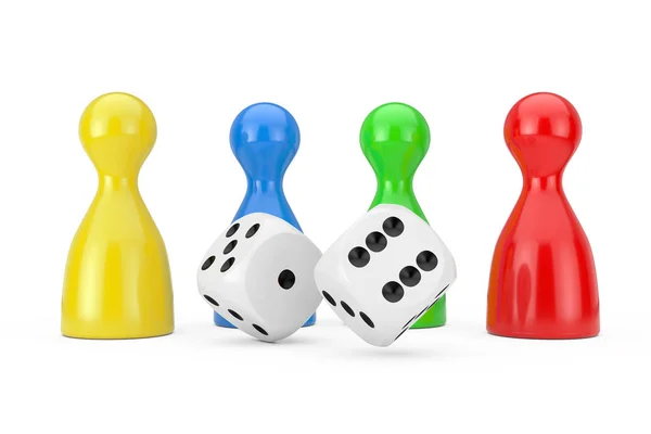 Set di figure multicolore pedone gioco da tavolo Mockup con White Gam — Foto Stock
