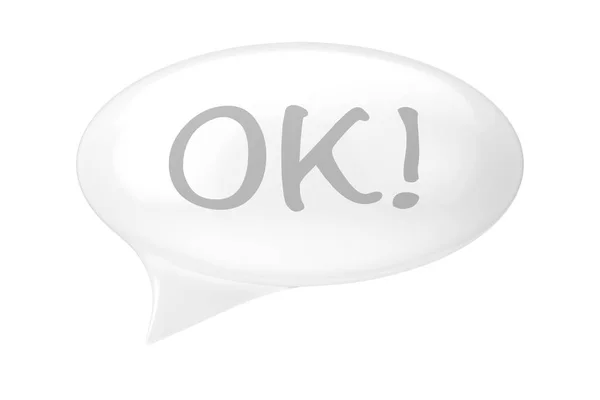 Weiße Sprechblase mit Ok-Zeichen. 3D-Darstellung — Stockfoto