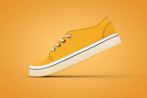 Новые неклейменные оранжевые джинсовые кроссовки. 3D-рендеринг — стоковое фото