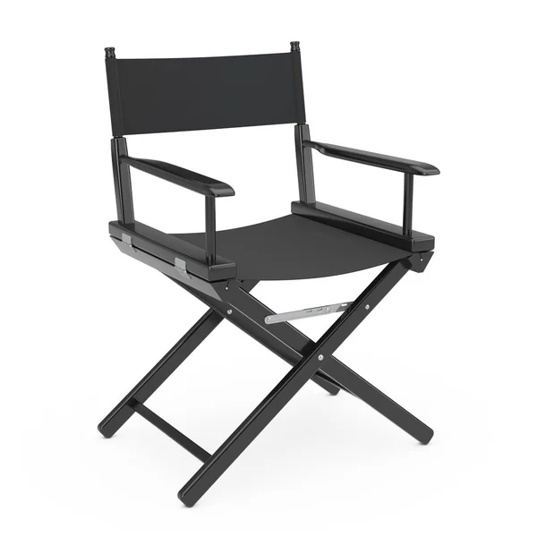 Koncepcja przemysłu filmowego. Krzesło dyrektora czarnego drewna. Renderowanie 3D — Zdjęcie stockowe