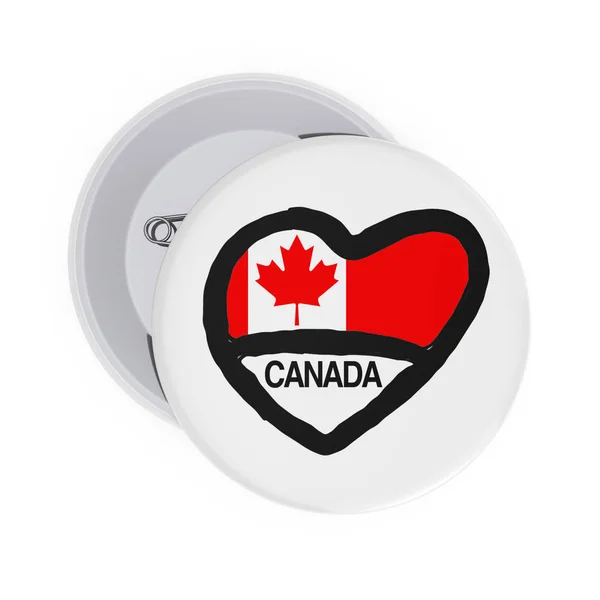 Love Canada Concept. White Pin Badges with Heart, Canada Flag an — Stock Photo, Image