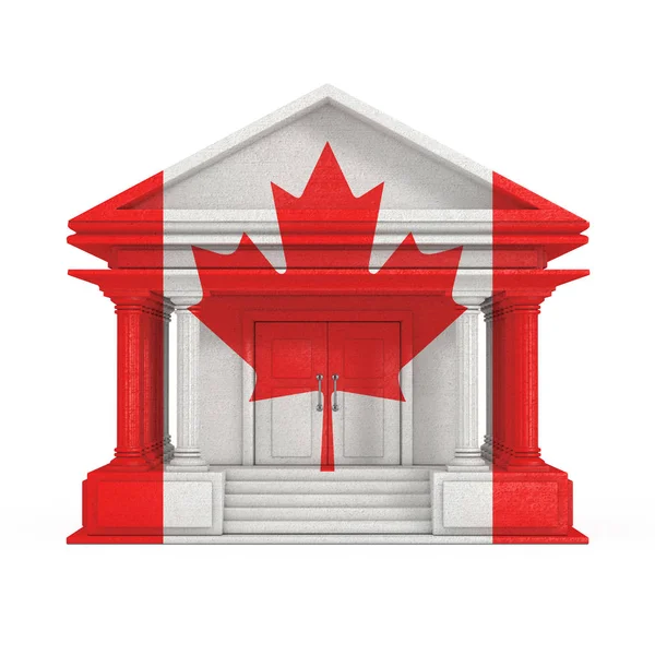 Facade of Bank, Court or Government Building with Canada Flag. 3 — Stock Photo, Image