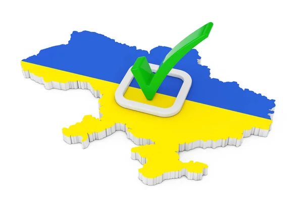 Votação na Ucrânia Conceito. Votação Green Check Mark Icon sobre Sha — Fotografia de Stock