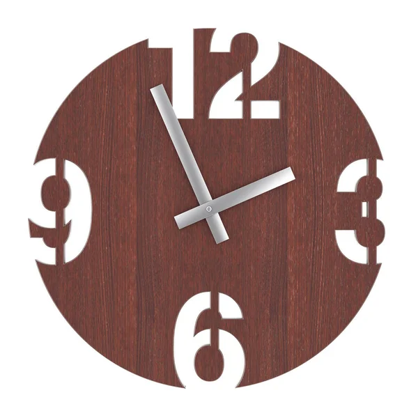 Современные часы Wall Wooden Circle Watch. 3D-рендеринг — стоковое фото