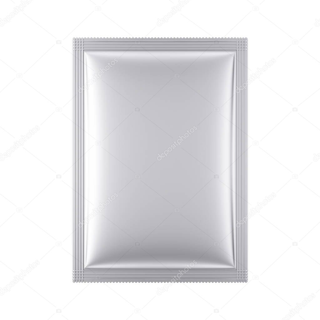 Aluminum Blank Bag Package Mockup. 3d Rendering