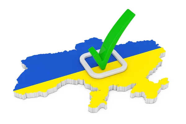 Votação na Ucrânia Conceito. Votação Green Check Mark Icon sobre Sha — Fotografia de Stock