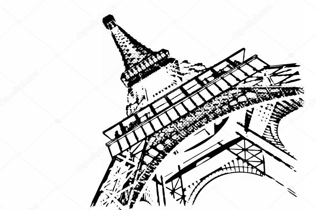 France Concept. Paris Sketches Hand Drawing Style Eiffel Tower. 