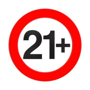 Yasak 21 Yaşında Kırmızı İşaret. 3d Rendering