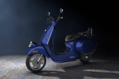 Blue Classic Vintage Retro veya Elektrikli Scooter Volumetric içinde