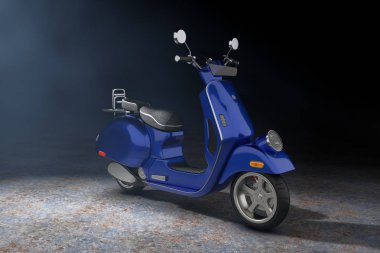 Blue Classic Vintage Retro veya Elektrikli Scooter Volumetric içinde