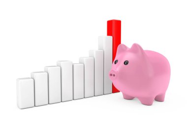 İş Başarı Büyüme Grafik Yakın Pink Piggy Bankası. 3d Ren