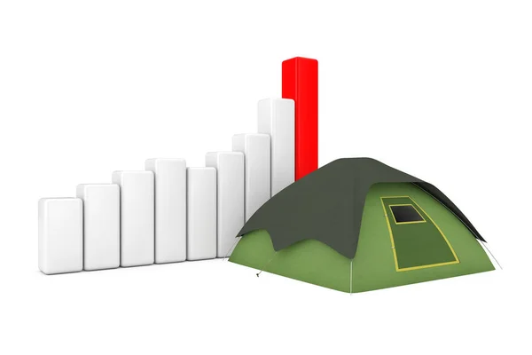 Green Tourist Dome Camping Tent near Business Success Growth Gra — Stock Photo, Image