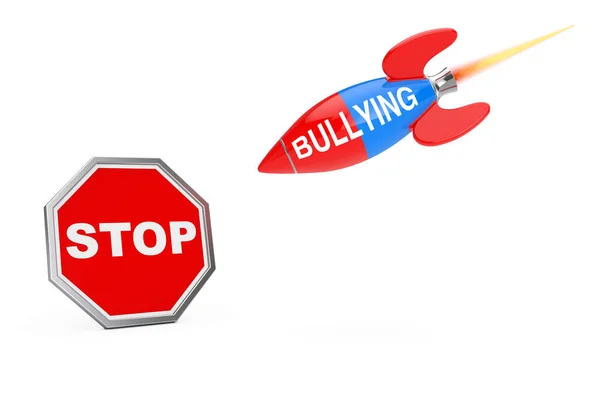 Stop Bullying Concept. Stop Sign Shield with Bullying Sign Rocke — Stock Photo, Image