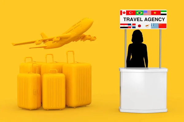 Air Travel Concept. Large Yellow Polycarbonate Suitcases with Ye