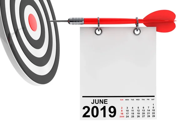 Calendar June 2019 with Target. 3d Rendering — Stock Photo, Image