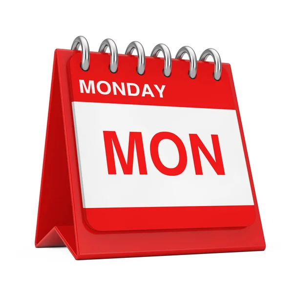 Red Desktop Calendar Icon Showing a Monday Page. 3d Rendering — Stock Photo, Image