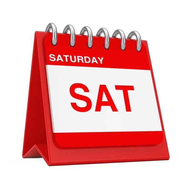 Red Desktop Calendar Icon Showing a Saturday Page. 3d Rendering — Stock Photo, Image