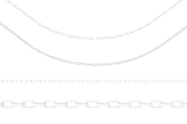 Schmuckset weiße Ketten in verschiedenen Formen im Ton-Stil. 3 — Stockfoto